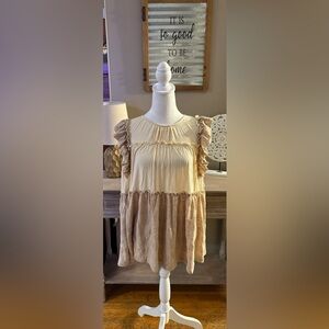 POL Ruffle Tiered Tunic Tank